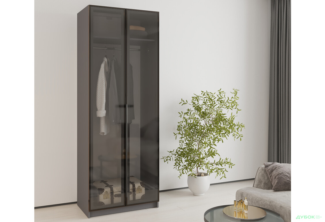 Шафа MebelStar Оскар 2-дверна з вітринами 80 см Антрацит - Зображення 2 Зображення 2 - Шафа MebelStar Оскар 2-дверна з вітринами 80 см Антрацит