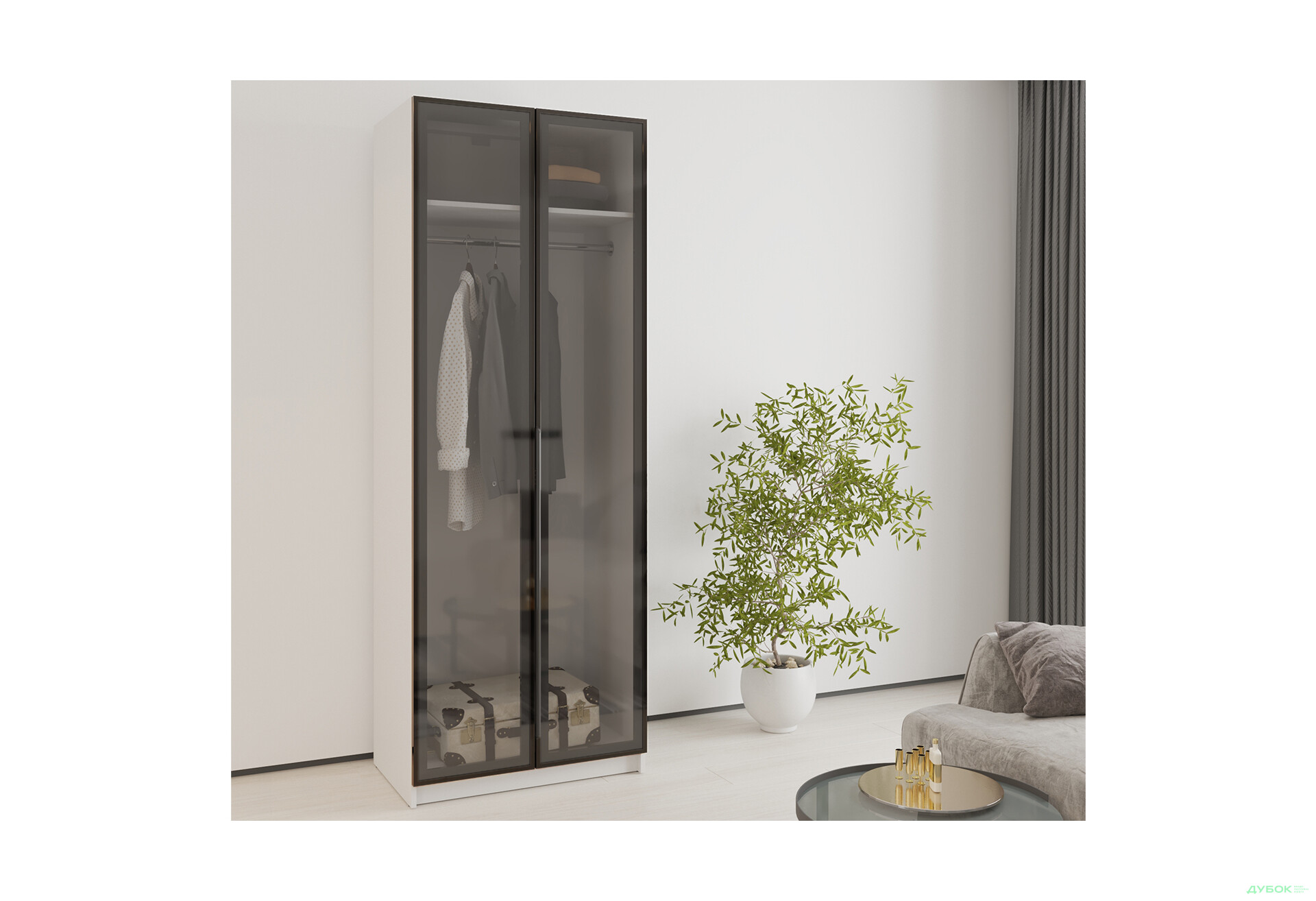 Шафа MebelStar Оскар 2-дверна з вітринами 80 см Аляска біла - Зображення 2 Зображення 2 - Шафа MebelStar Оскар 2-дверна з вітринами 80 см Аляска біла