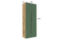 Зображення 4 - Шафа Світ Меблів Спейс дводверна зі штангою і полицями 80х220х57 см, дуб аппалачі / зелений димчастий
