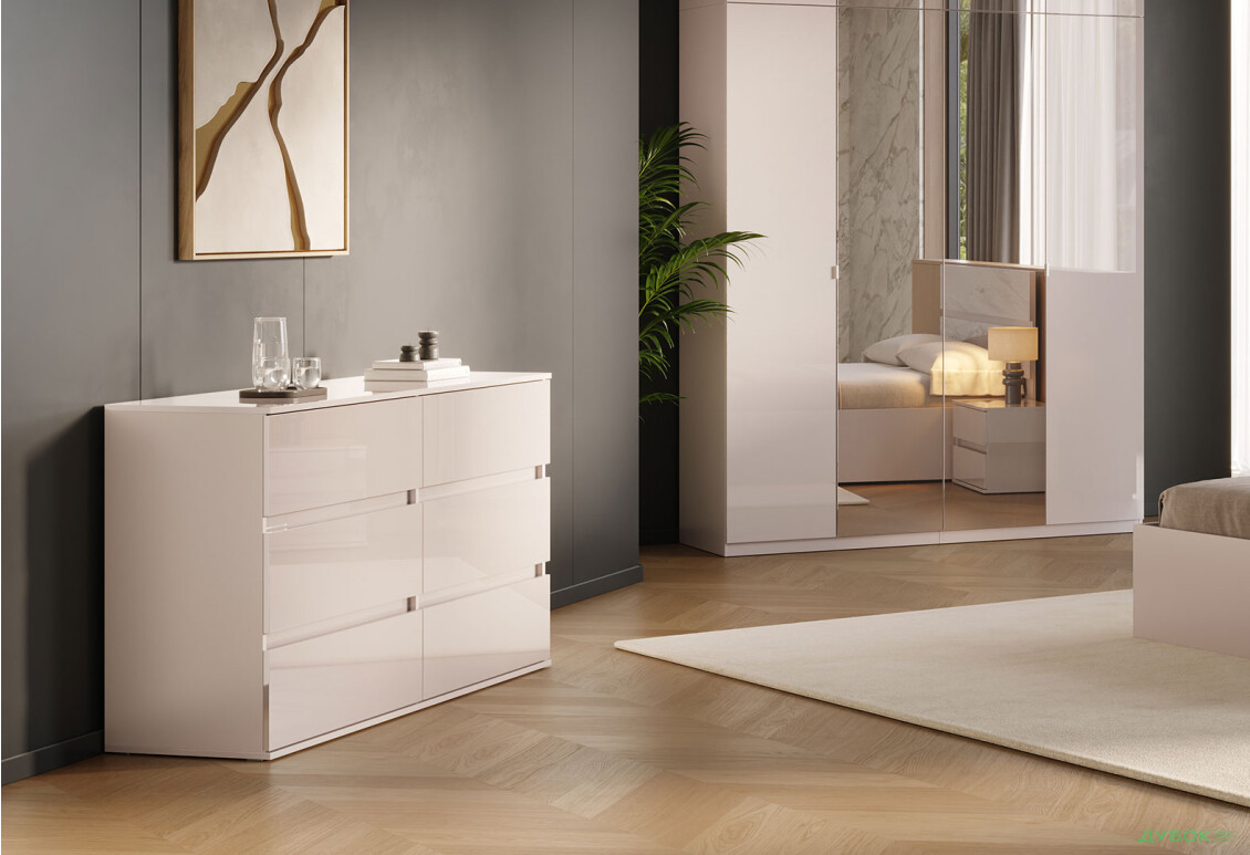 Комод МироМарк Лили / Lily с 6 ящиками 150,2 см, глянец кашемир - Изображение 2 Изображение 2 - Комод МироМарк Лили / Lily с 6 ящиками 150,2 см, глянец кашемир