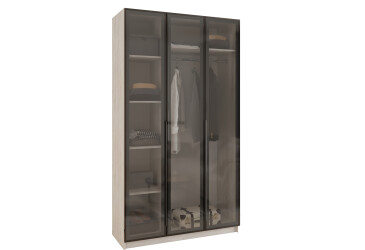 Шафа MebelStar Оскар 3-дверна з вітринами 120 см Аляска сіра