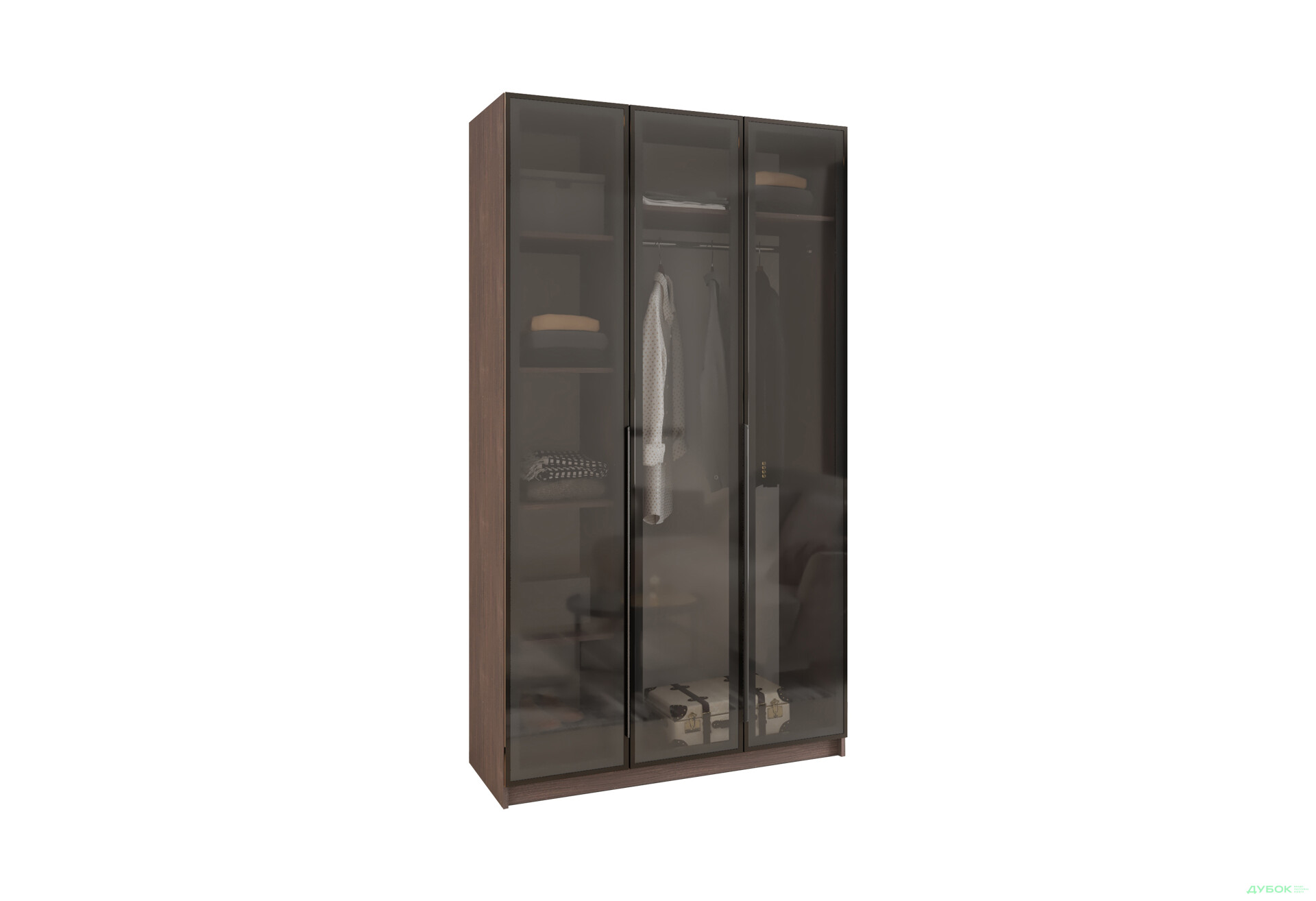 Шафа MebelStar Оскар 3-дверна з вітринами 120 см Дуб рістрето - Зображення 1 Зображення 1 - Шафа MebelStar Оскар 3-дверна з вітринами 120 см Дуб рістрето