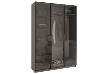 Шафа MebelStar Оскар 3-дверна з вітринами 150 см Антрацит