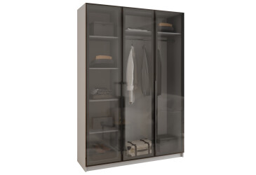 Шафа MebelStar Оскар 3-дверна з вітринами 150 см Сіра мишка