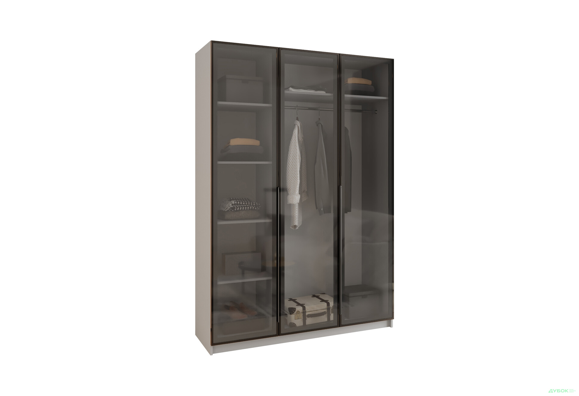 Шафа MebelStar Оскар 3-дверна з вітринами 150 см Сіра мишка - Зображення 1 Зображення 1 - Шафа MebelStar Оскар 3-дверна з вітринами 150 см Сіра мишка