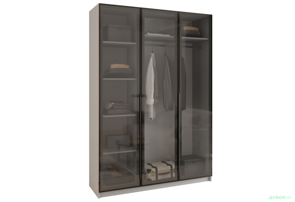 Шафа MebelStar Оскар 3-дверна з вітринами 150 см Сіра мишка - Зображення 1 Зображення 1 - Шафа MebelStar Оскар 3-дверна з вітринами 150 см Сіра мишка