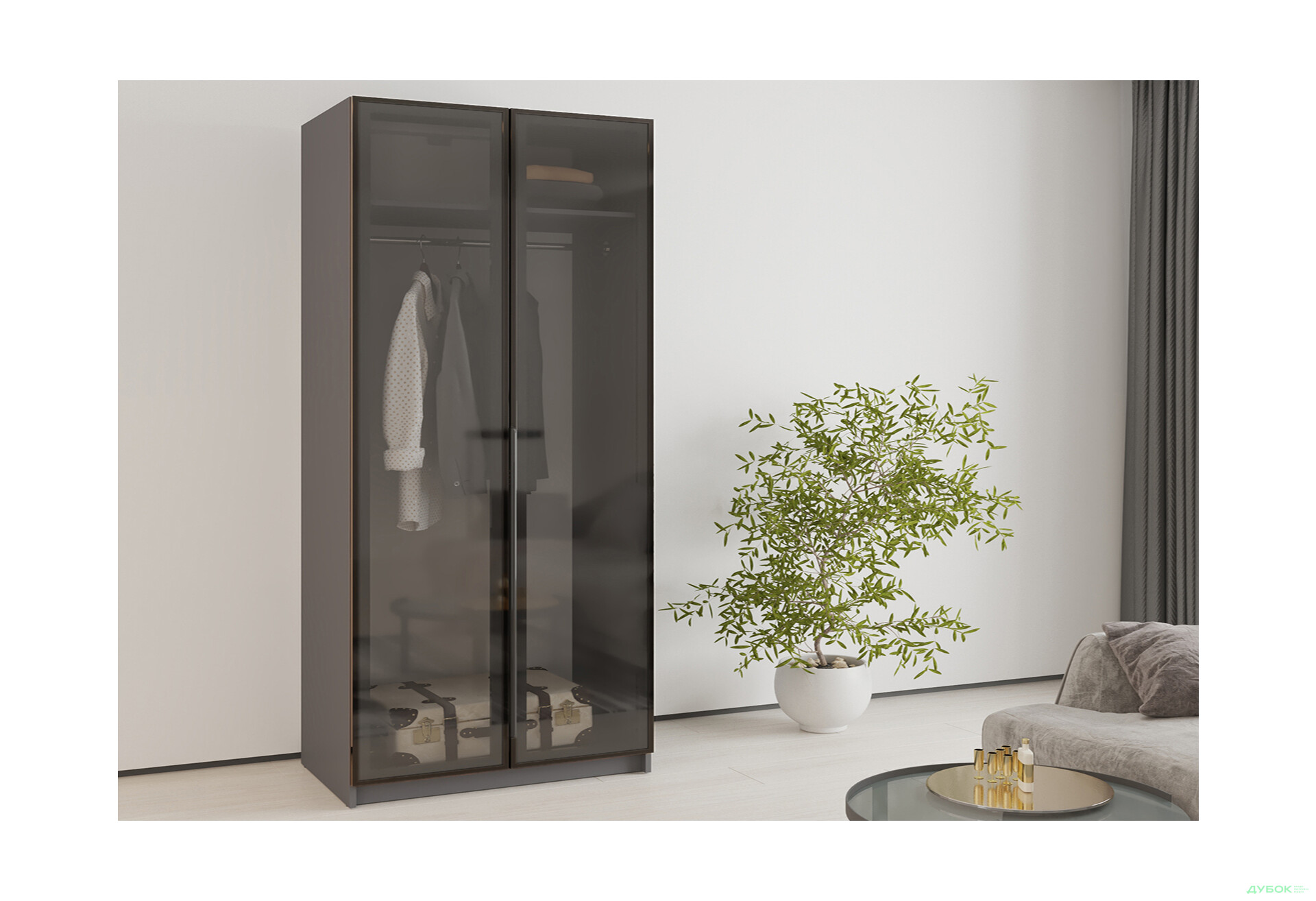 Изображение 2 - Шкаф Мебель Стар Оскар 2-дверный с витринами 100 см Антрацит