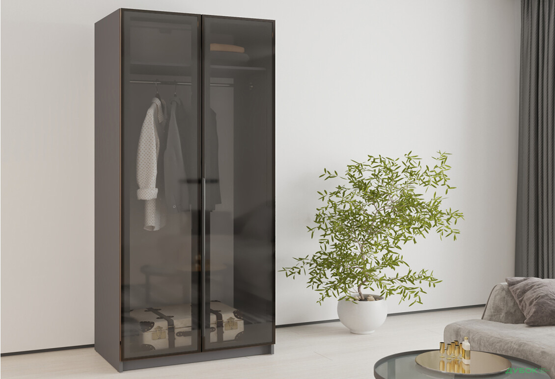 Шкаф Мебель Стар Оскар 2-дверный с витринами 100 см Антрацит - Изображение 2 Изображение 2 - Шкаф Мебель Стар Оскар 2-дверный с витринами 100 см Антрацит