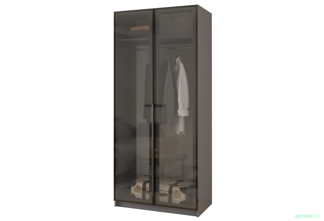 Шкаф Мебель Стар Оскар 2-дверный с витринами 100 см Антрацит