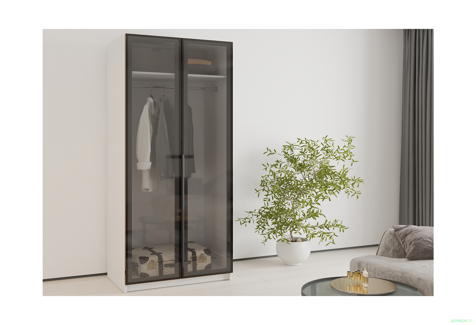 Зображення 2 - Шафа MebelStar Оскар 2-дверна з вітринами 100 см Аляска біла