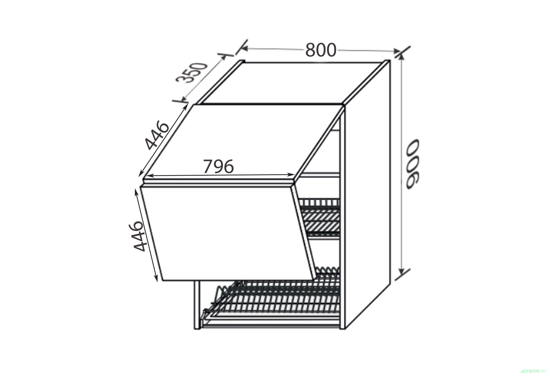 Зображення 2 - Верх 80ВС/900 2дв сушка Aventos Pro Blum+GTV Міленіум / Millenium Premium MiroMark