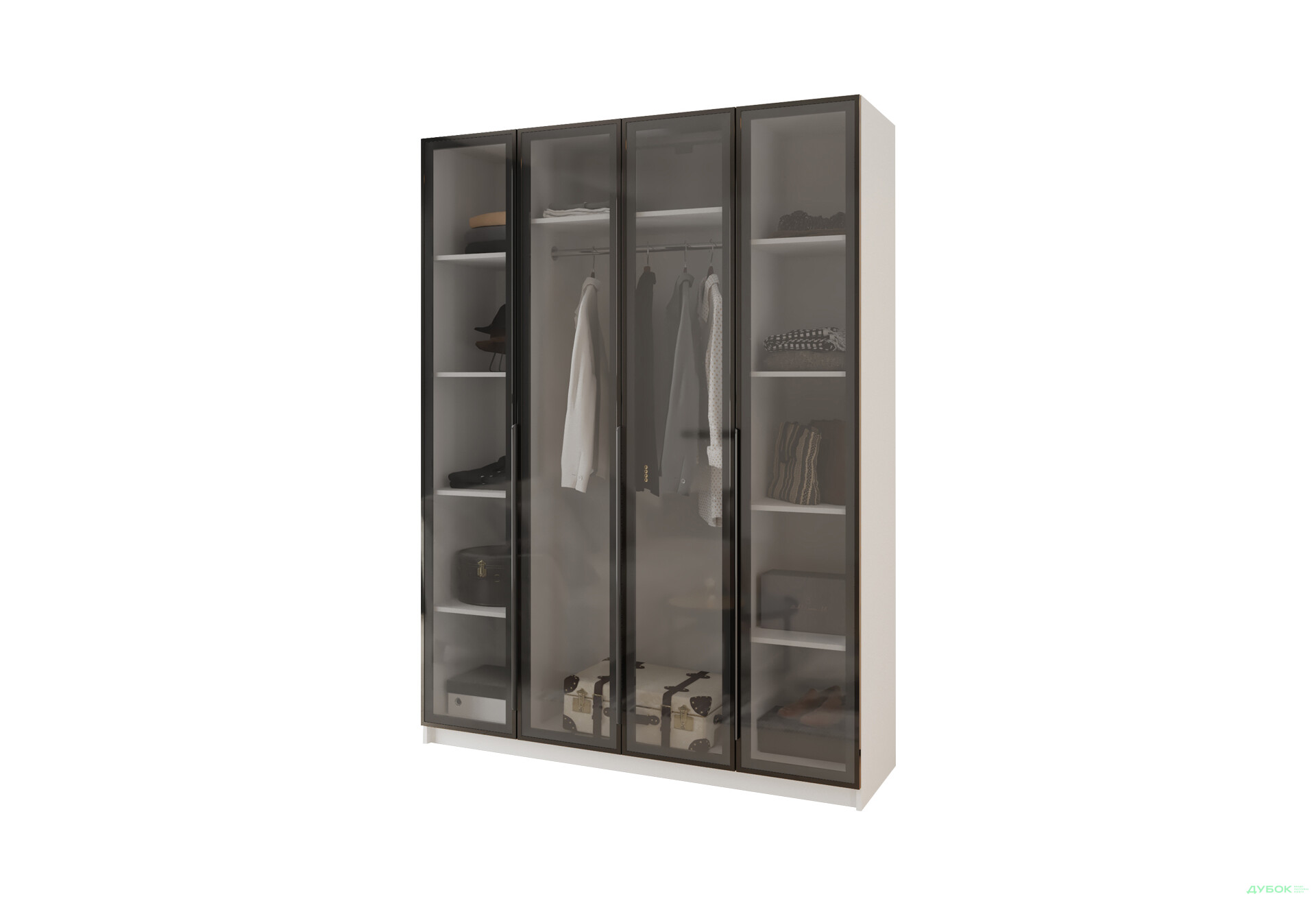 Шафа MebelStar Оскар 4-дверна з вітринами 160 см Аляска біла - Зображення 1 Зображення 1 - Шафа MebelStar Оскар 4-дверна з вітринами 160 см Аляска біла