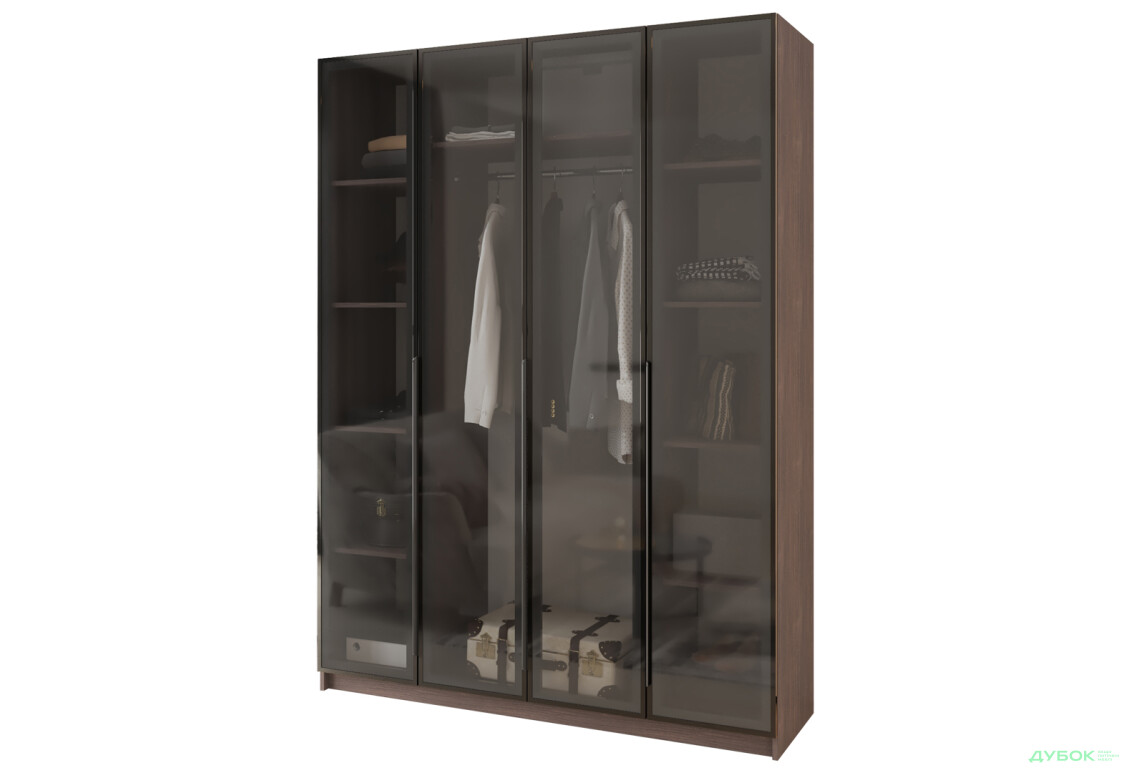 Шафа MebelStar Оскар 4-дверна з вітринами 160 см Дуб рістрето - Зображення 1 Зображення 1 - Шафа MebelStar Оскар 4-дверна з вітринами 160 см Дуб рістрето