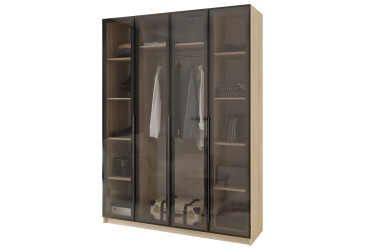 Шафа MebelStar Оскар 4-дверна з вітринами 160 см Дуб сонома