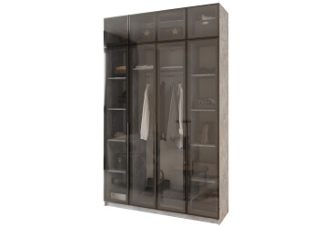 Шафа MebelStar Оскар 4-дверна з антресоллю та вітринами 160 см Бетон