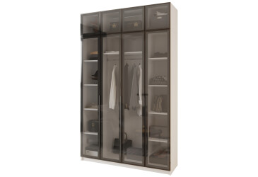 Шафа MebelStar Оскар 4-дверна з антресоллю та вітринами 160 см Аляска біла