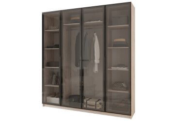 Шкаф Мебель Стар Оскар 4-дверный с витринами 200 см Аляска серая