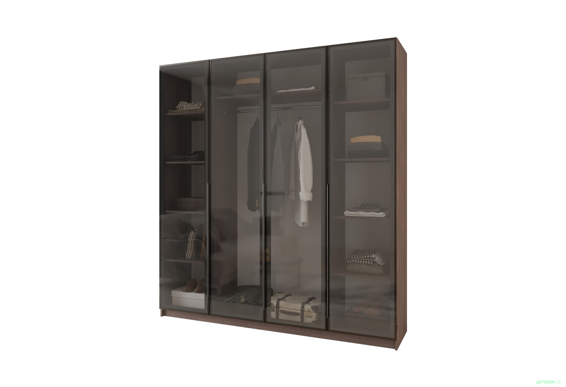 Шафа MebelStar Оскар 4-дверна з вітринами 200 см Дуб рістрето - Зображення 1 Зображення 1 - Шафа MebelStar Оскар 4-дверна з вітринами 200 см Дуб рістрето