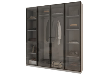 Шкаф Мебель Стар Оскар 4-дверный с витринами 200 см Серая мышка