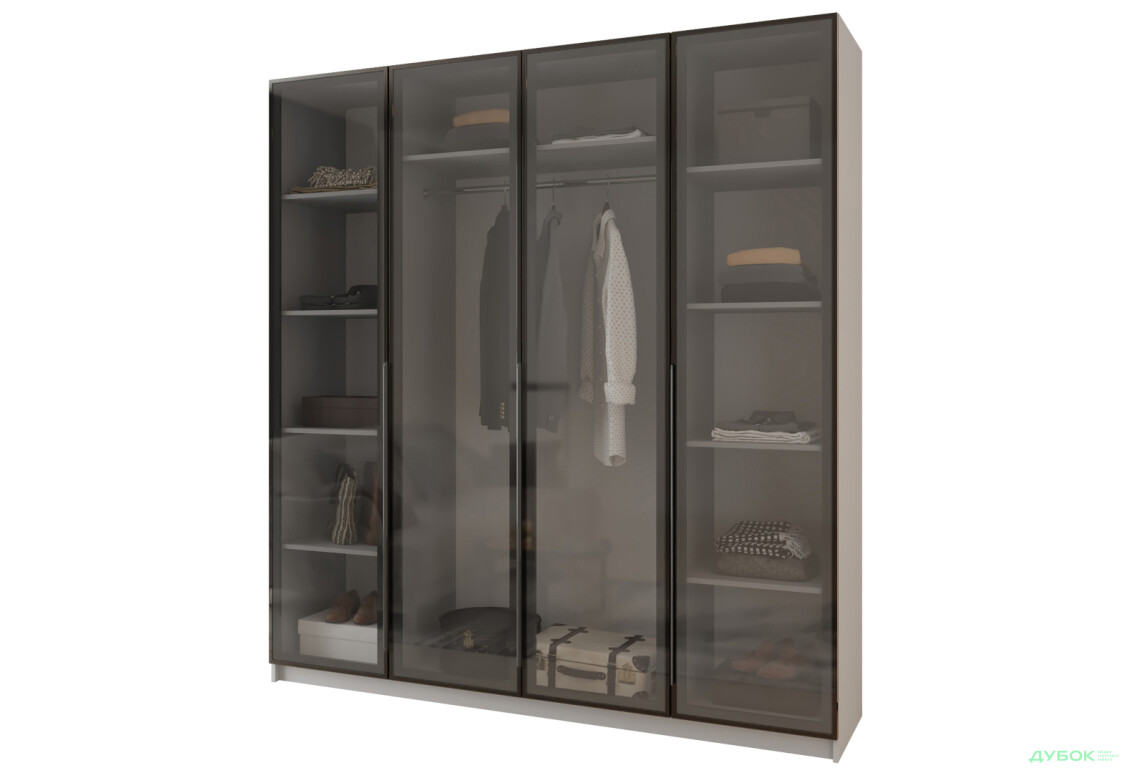 Шафа MebelStar Оскар 4-дверна з вітринами 200 см Сіра мишка - Зображення 1 Зображення 1 - Шафа MebelStar Оскар 4-дверна з вітринами 200 см Сіра мишка