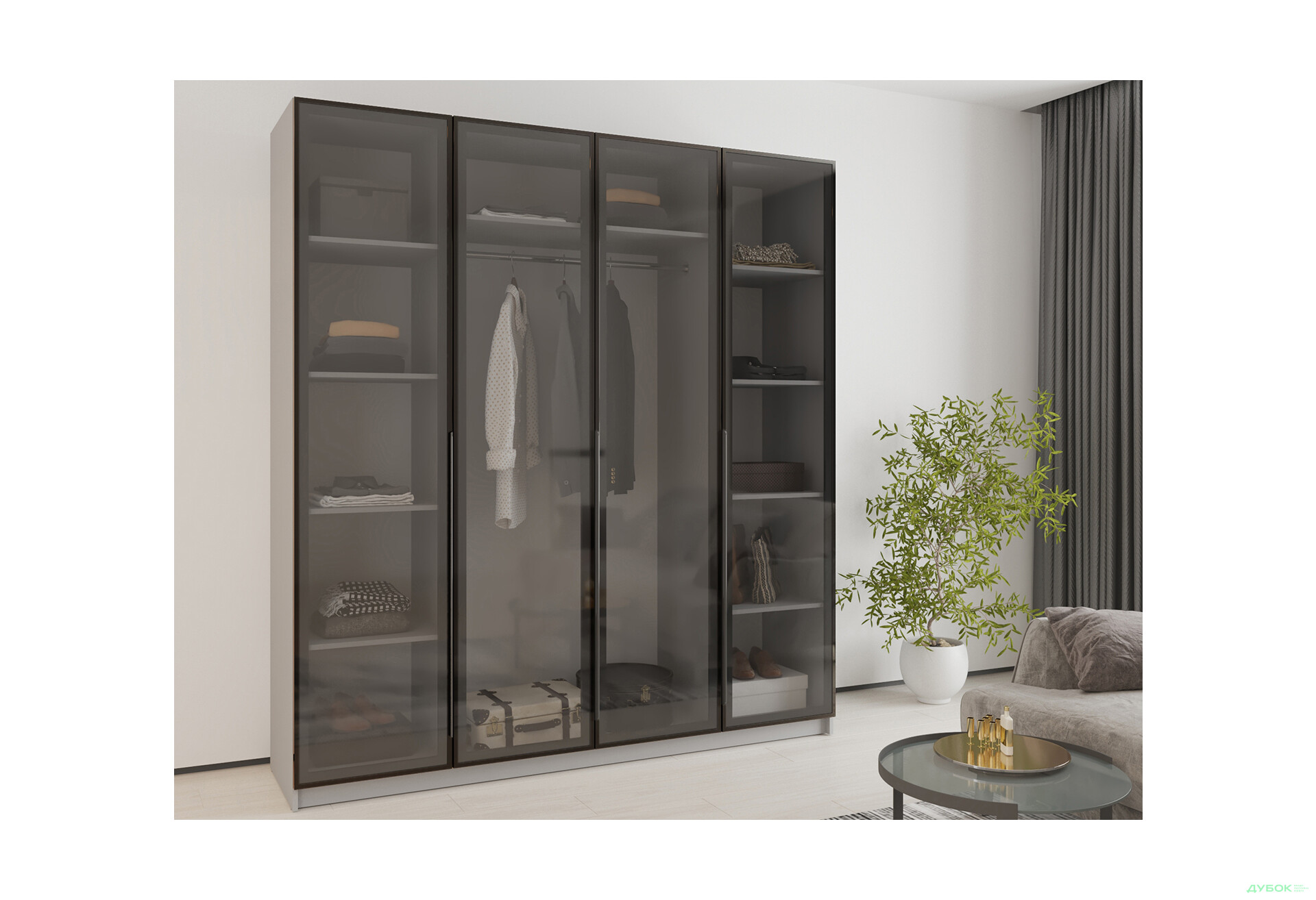 Изображение 2 - Шкаф Мебель Стар Оскар 4-дверный с витринами 200 см Серая мышка