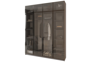 Шафа MebelStar Оскар 4-дверна з антресоллю та вітринами 200 см Антрацит