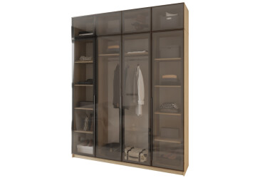 Шкаф Мебель Стар Оскар 4-дверный с антресолью и витринами 200 см Дуб сонома