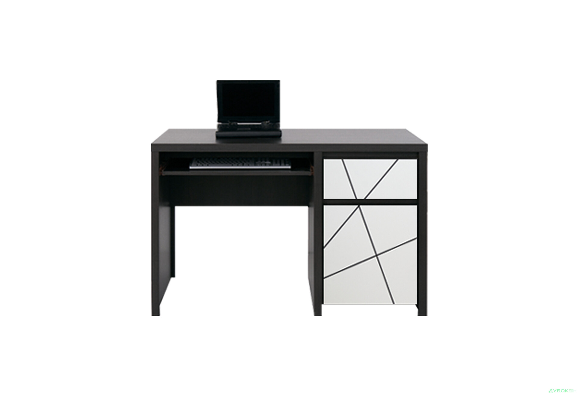 Стол письменный ВМК Каспиан МДФ с 1 ящиком и тумбой 120 см, венге магия / белый снег - Изображение 1 Изображение 1 - Стол письменный ВМК Каспиан МДФ с 1 ящиком и тумбой 120 см, венге магия / белый снег