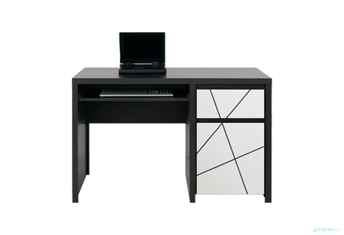 Стол письменный ВМК Каспиан МДФ с 1 ящиком и тумбой 120 см, венге магия / белый снег - Изображение 1 Изображение 1 - Стол письменный ВМК Каспиан МДФ с 1 ящиком и тумбой 120 см, венге магия / белый снег