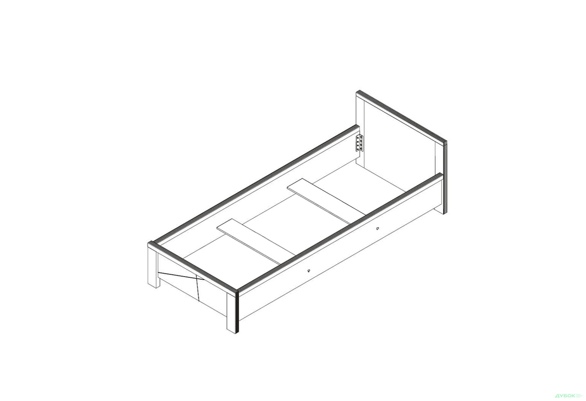 Ліжко ВМК Каспіан МДФ (без вкладу) 90х200 см венге магія / білий сніг - Зображення 3 Зображення 3 - Ліжко ВМК Каспіан МДФ (без вкладу) 90х200 см венге магія / білий сніг