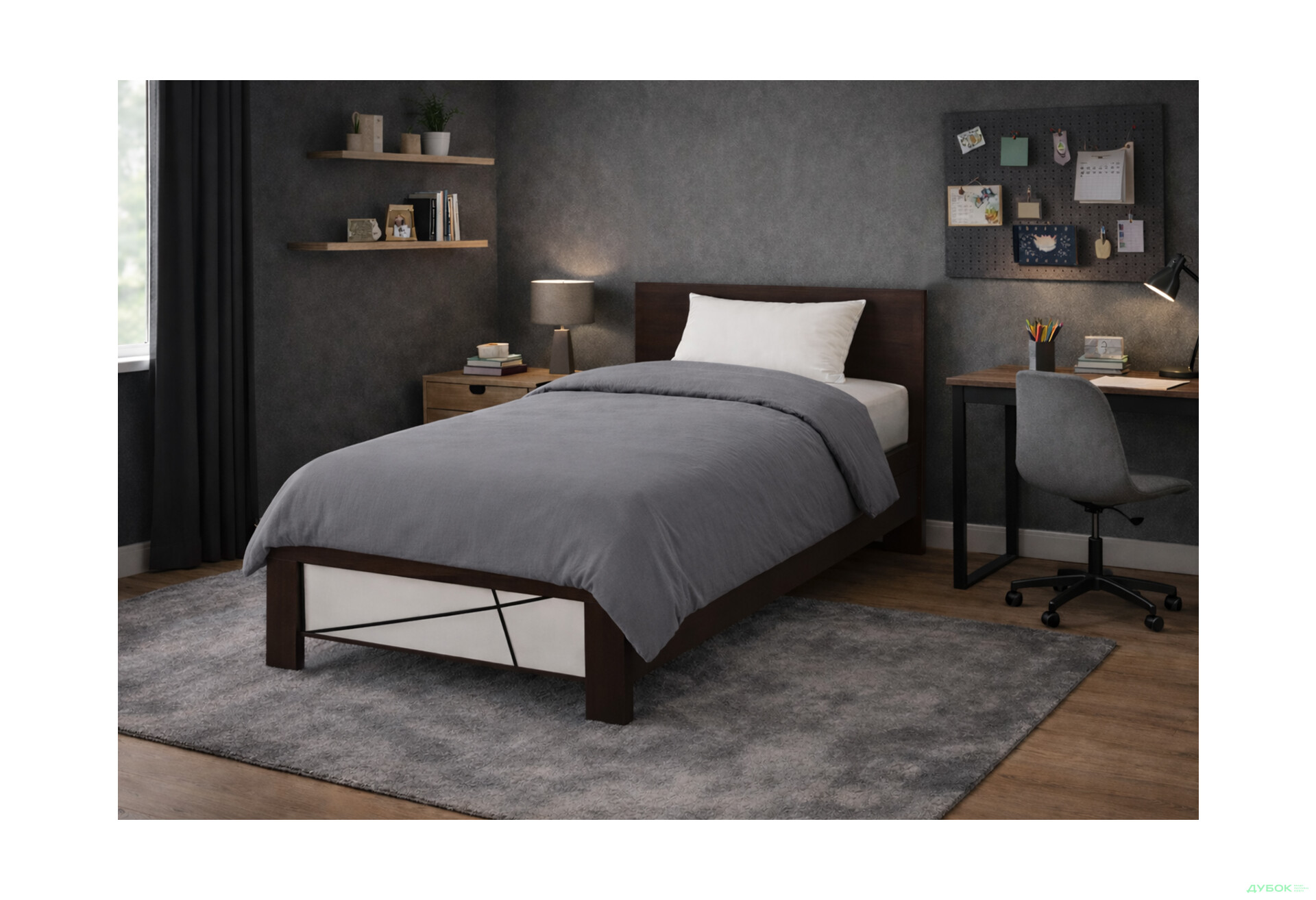 Зображення 2 - Ліжко ВМК Каспіан МДФ (без вкладу) 90х200 см венге магія / білий сніг