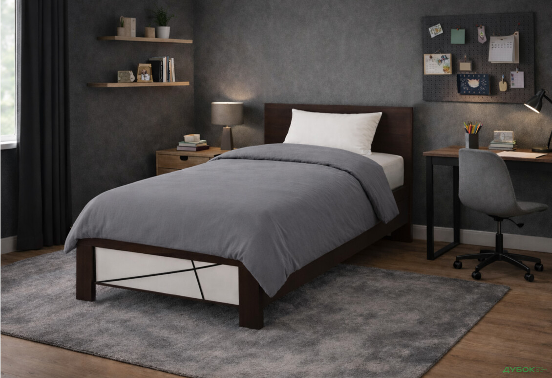 Зображення 2 - Ліжко ВМК Каспіан МДФ (без вкладу) 90х200 см венге магія / білий сніг