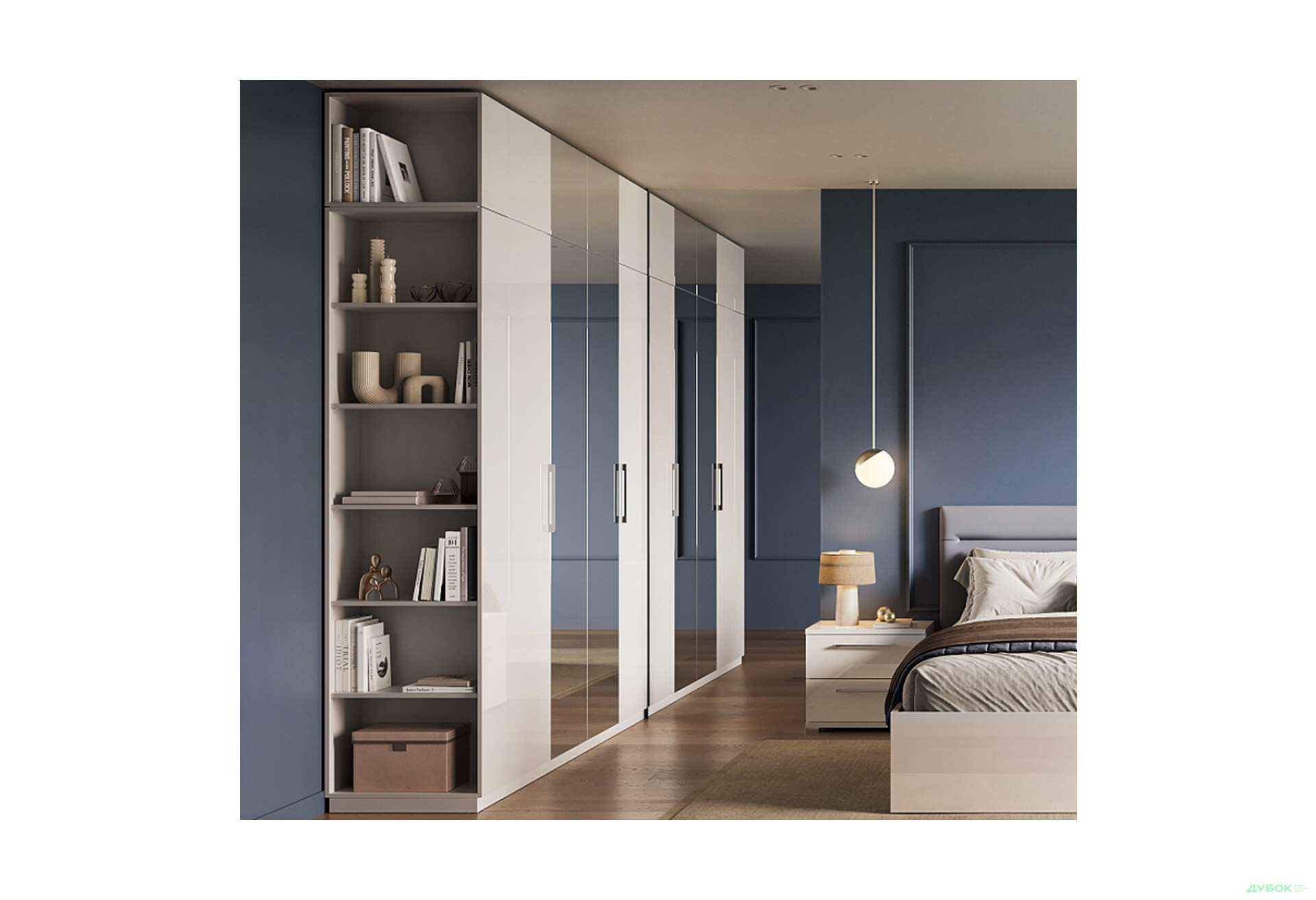 Изображение 2 - Антресоль MiroMark Фемили/Family 4 дв с зеркалами, белый глянец