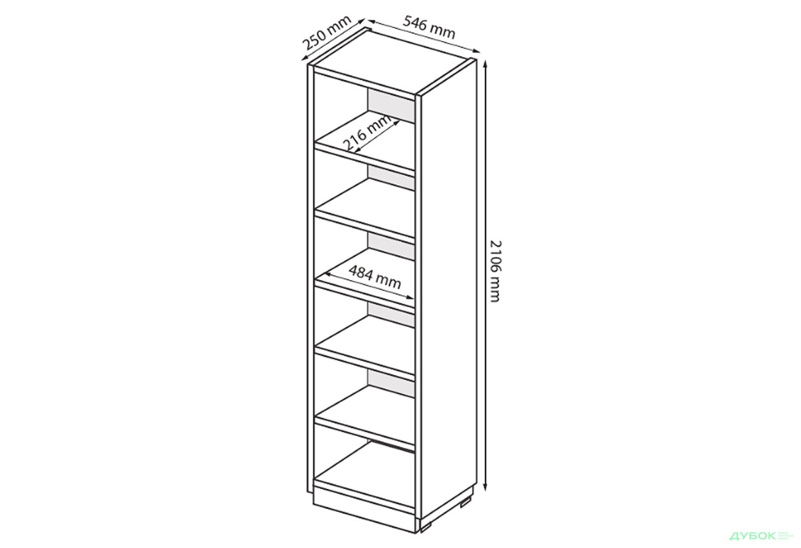 Зображення 3 - Шафа MiroMark Фемілі / Family Кутове закінчення з відкритими полицями, білий глянець