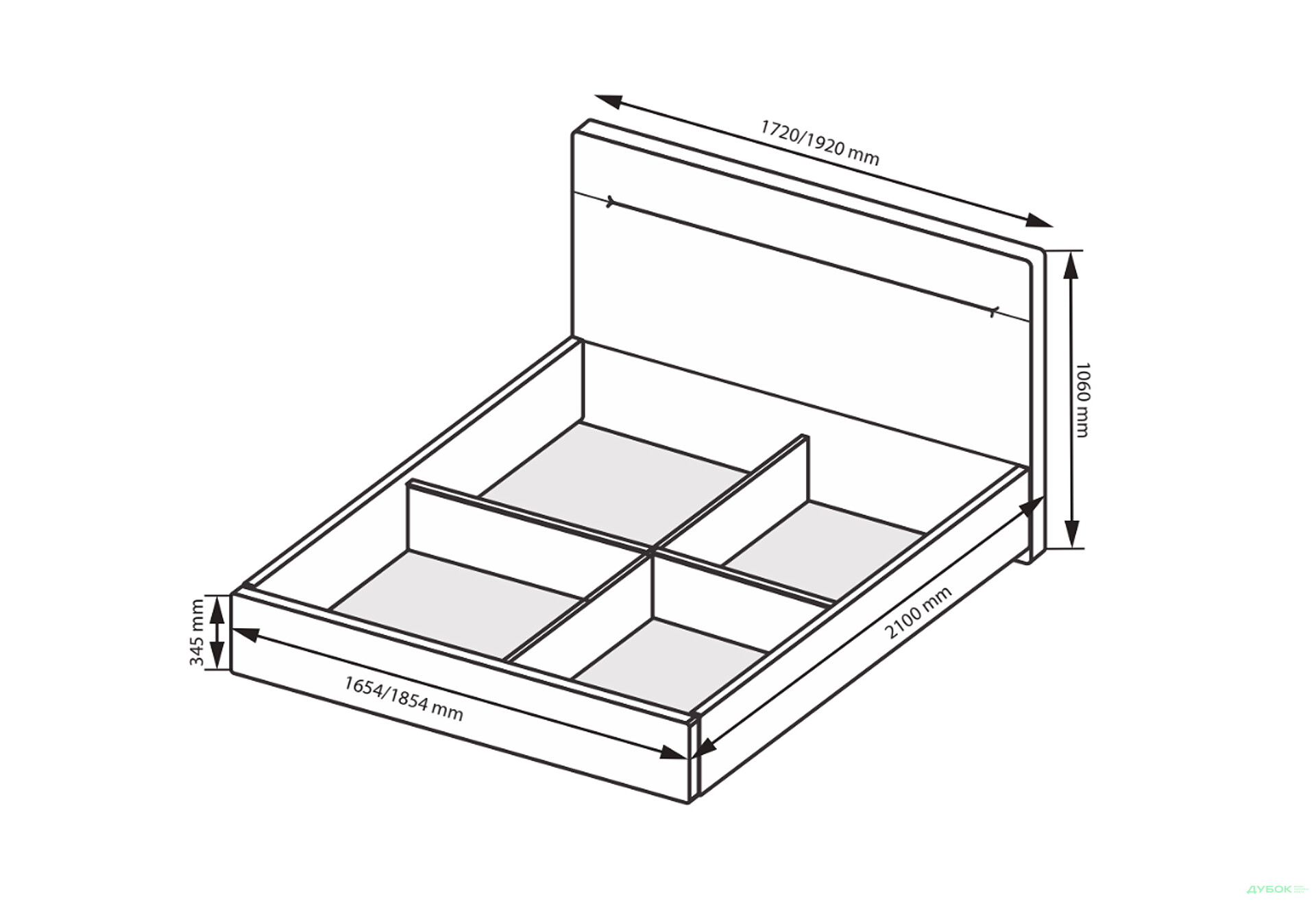 Ліжко MiroMark Фемілі 160х200 см підйомне з м'яким узголів'ям, біле - Зображення 4 Зображення 4 - Ліжко MiroMark Фемілі 160х200 см підйомне з м'яким узголів'ям, біле