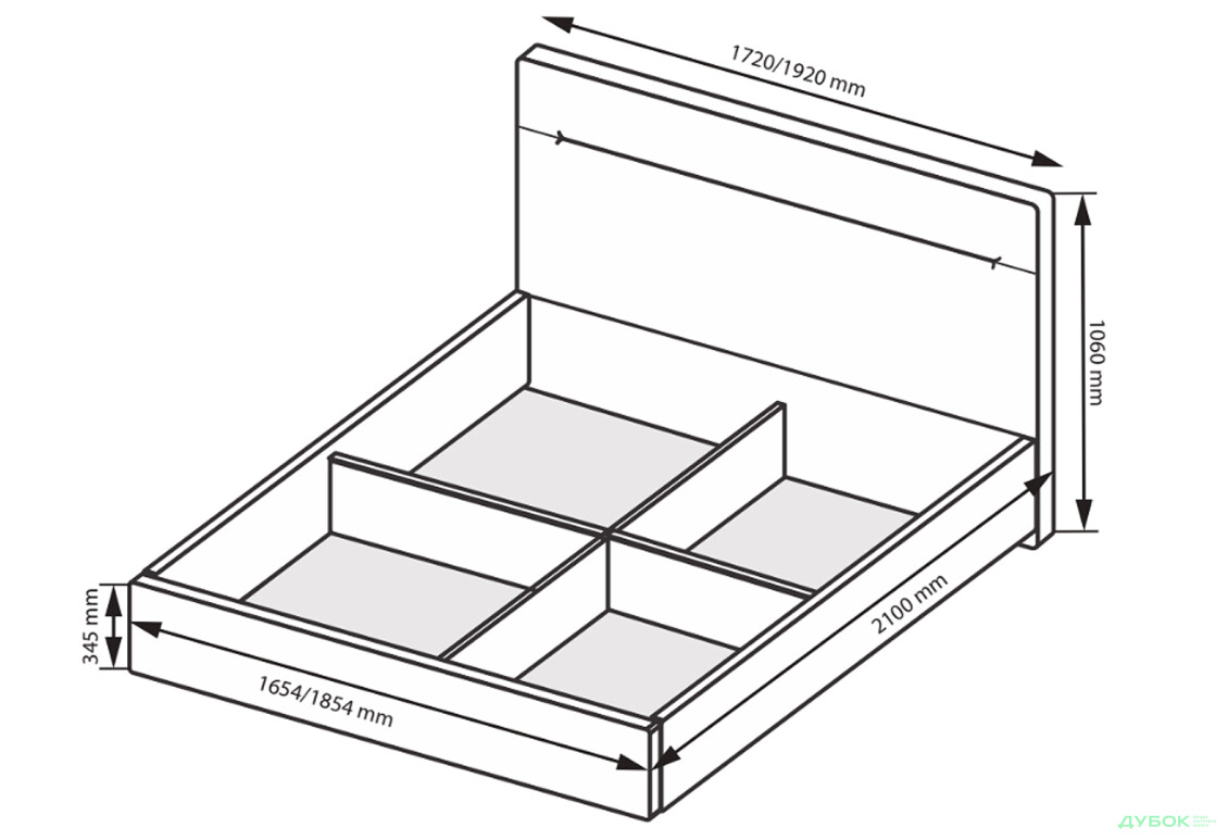 Ліжко MiroMark Фемілі 160х200 см підйомне з м'яким узголів'ям, біле - Зображення 4 Зображення 4 - Ліжко MiroMark Фемілі 160х200 см підйомне з м'яким узголів'ям, біле