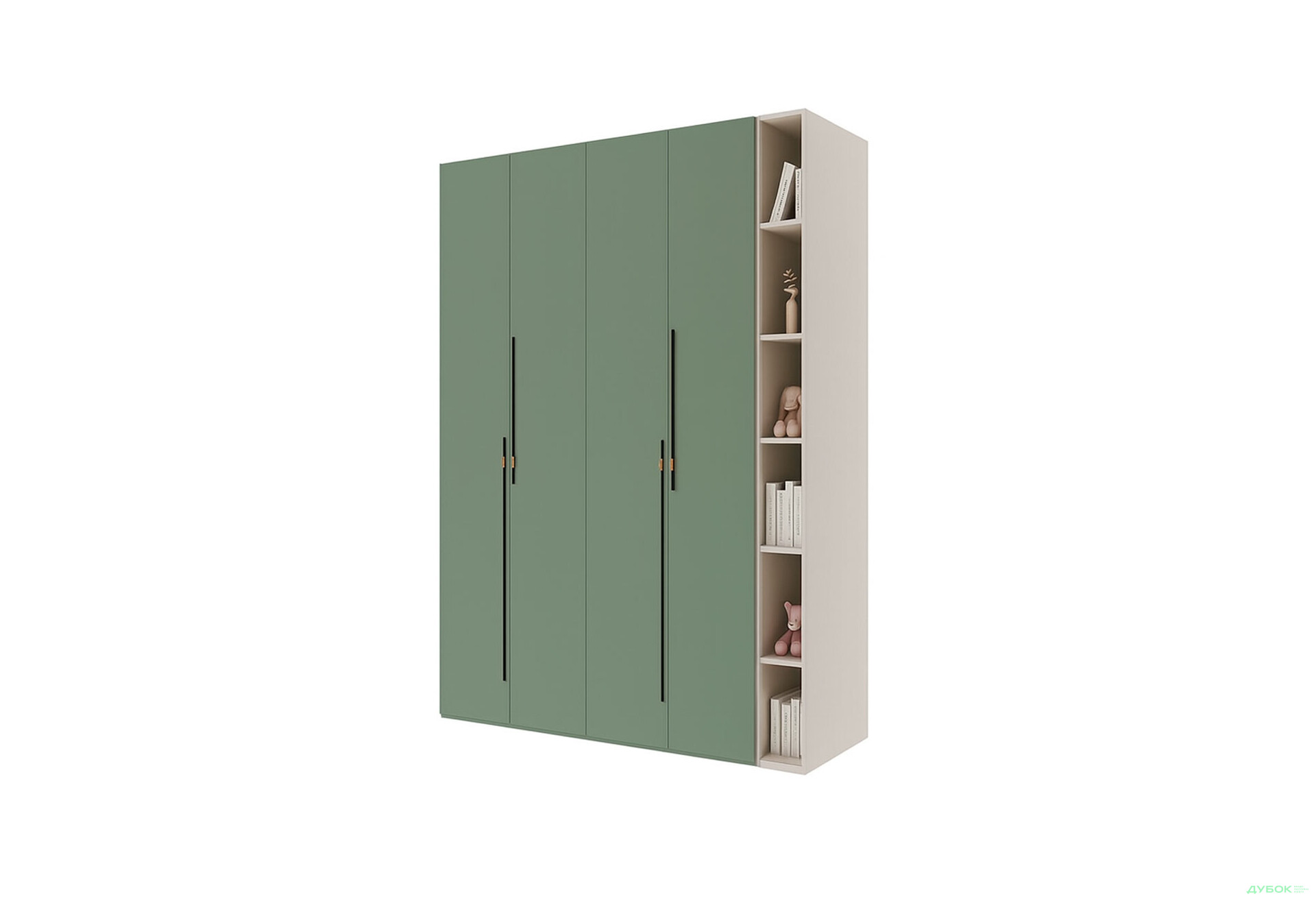 Шафа Світ Меблів Спейс чотиридверна з полицями 180х220х57 см, кашемір / зелений димчастий - Зображення 1 Зображення 1 - Шафа Світ Меблів Спейс чотиридверна з полицями 180х220х57 см, кашемір / зелений димчастий