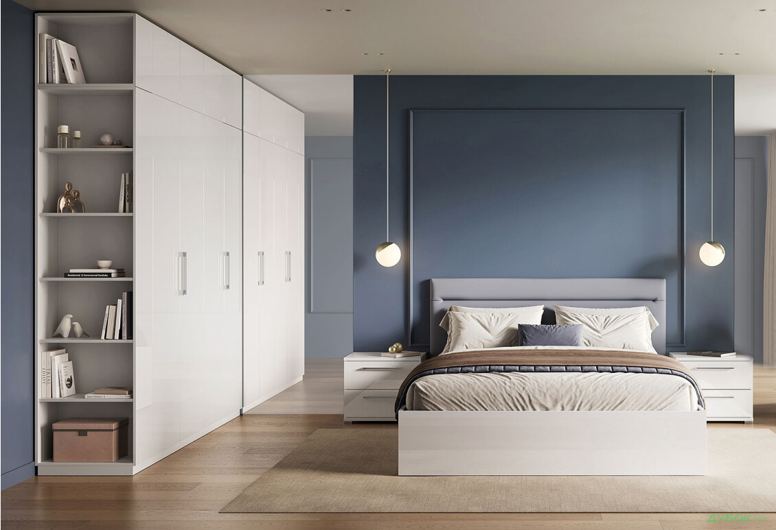 Спальня MiroMark Фемілі / Family 4D 160 см, Білий глянець - Зображення 1 Зображення 1 - Спальня MiroMark Фемілі / Family 4D 160 см, Білий глянець