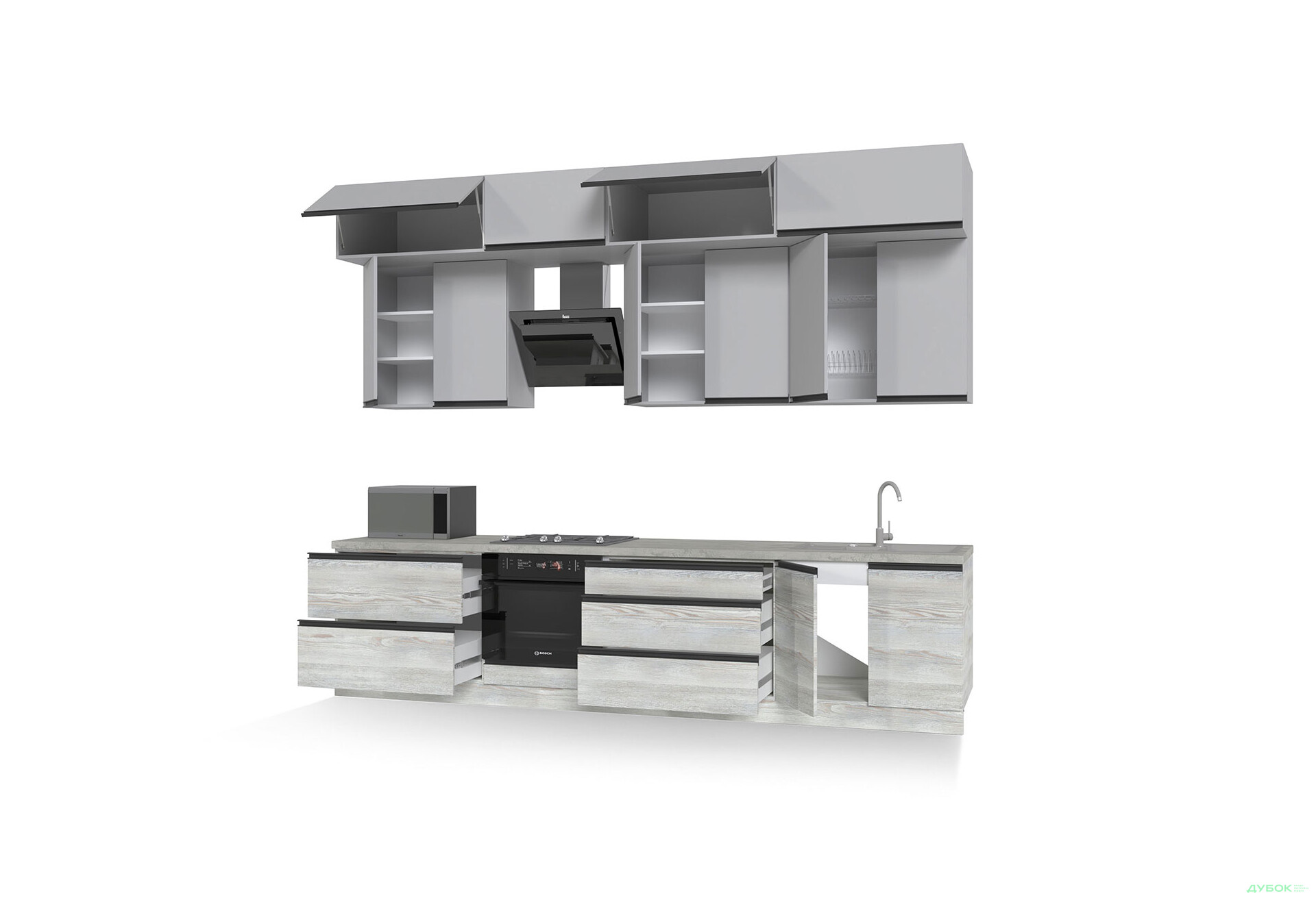 Изображение 5 - Кухня Вип-мастер ГаМа / GaMa Люкс 300 см, сосна натти / серый