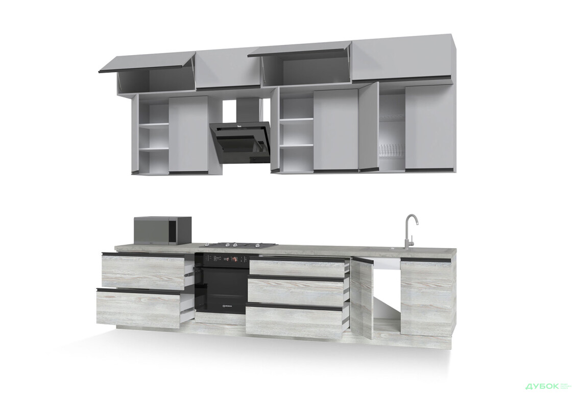 Изображение 5 - Кухня Вип-мастер ГаМа / GaMa Люкс 300 см, сосна натти / серый