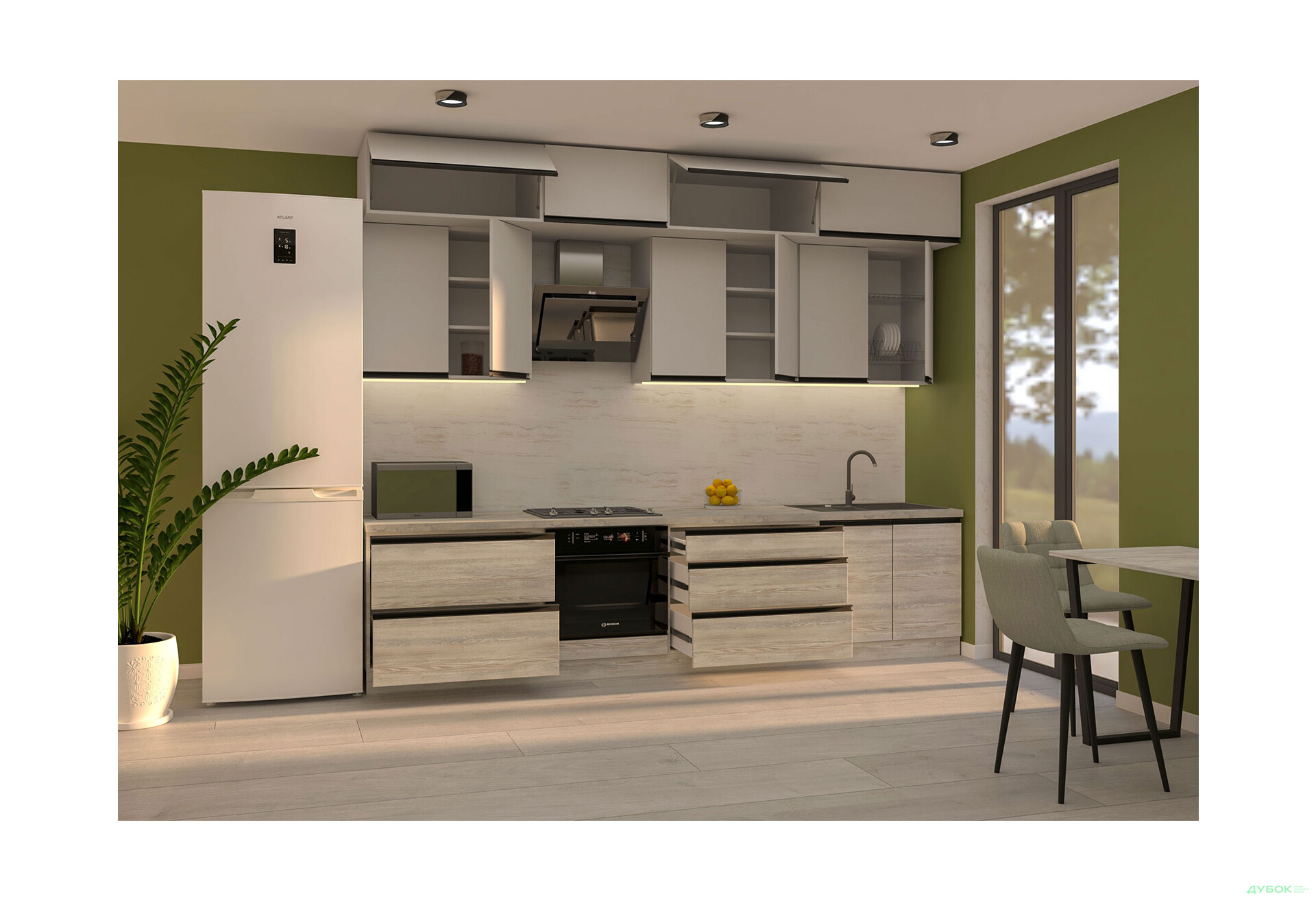 Изображение 2 - Кухня Вип-мастер ГаМа / GaMa Люкс 300 см, сосна натти / серый