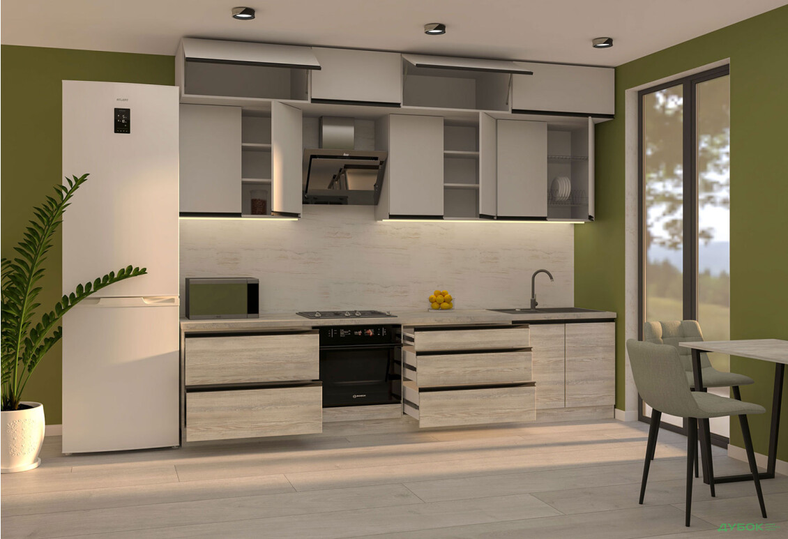 Изображение 2 - Кухня Вип-мастер ГаМа / GaMa Люкс 300 см, сосна натти / серый