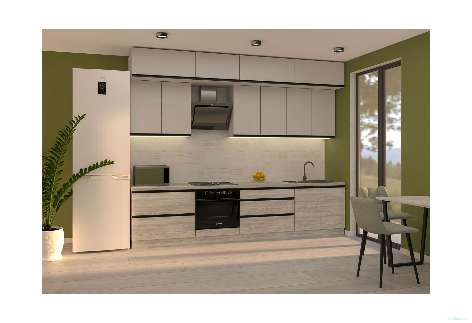 Изображение 1 - Кухня Вип-мастер ГаМа / GaMa Люкс 300 см, сосна натти / серый