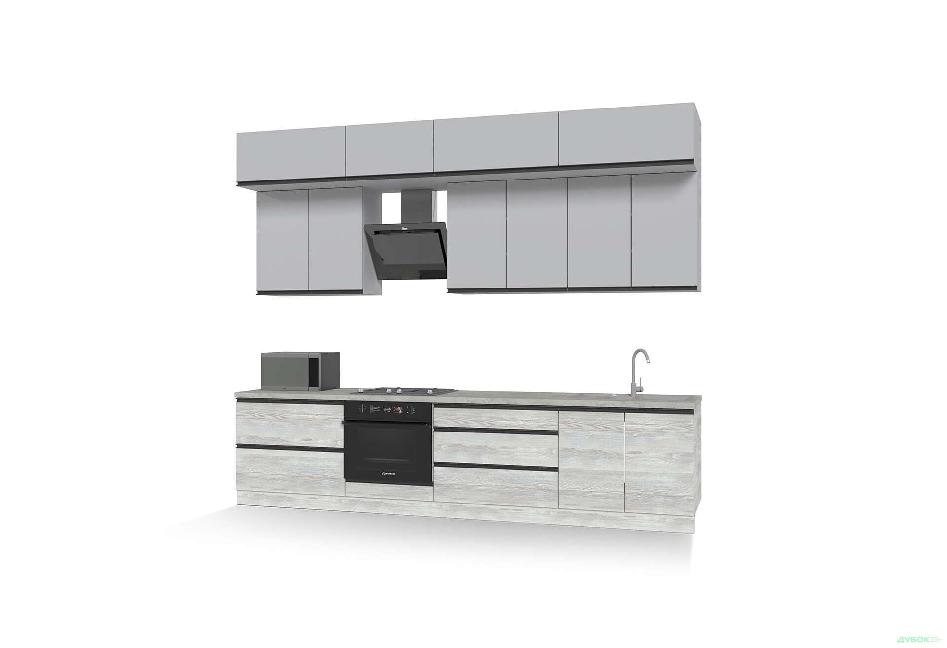 Изображение 4 - Кухня Вип-мастер ГаМа / GaMa Люкс 300 см, сосна натти / серый