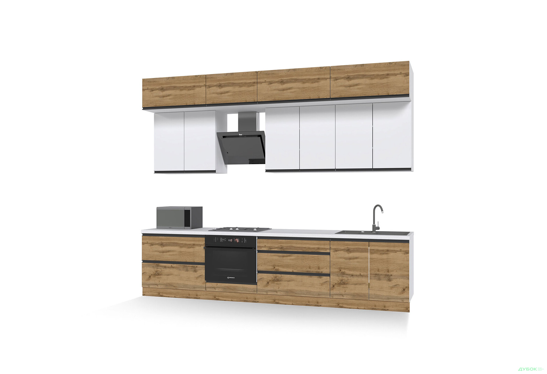 Изображение 5 - Кухня Вип-мастер ГаМа / GaMa Люкс 300 см, нимфея альба / дуб аппалачи