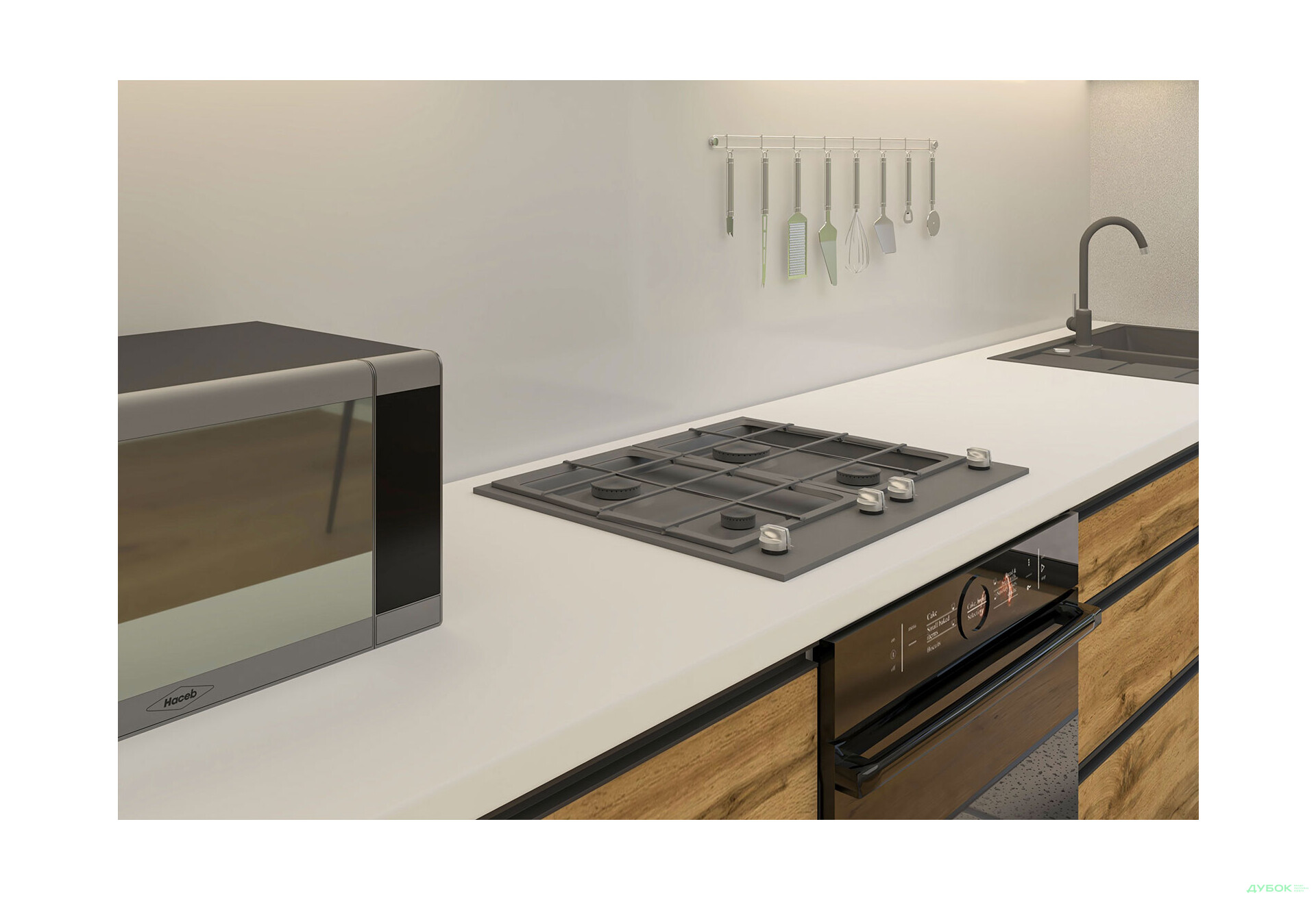 Изображение 4 - Кухня Вип-мастер ГаМа / GaMa Люкс 300 см, нимфея альба / дуб аппалачи