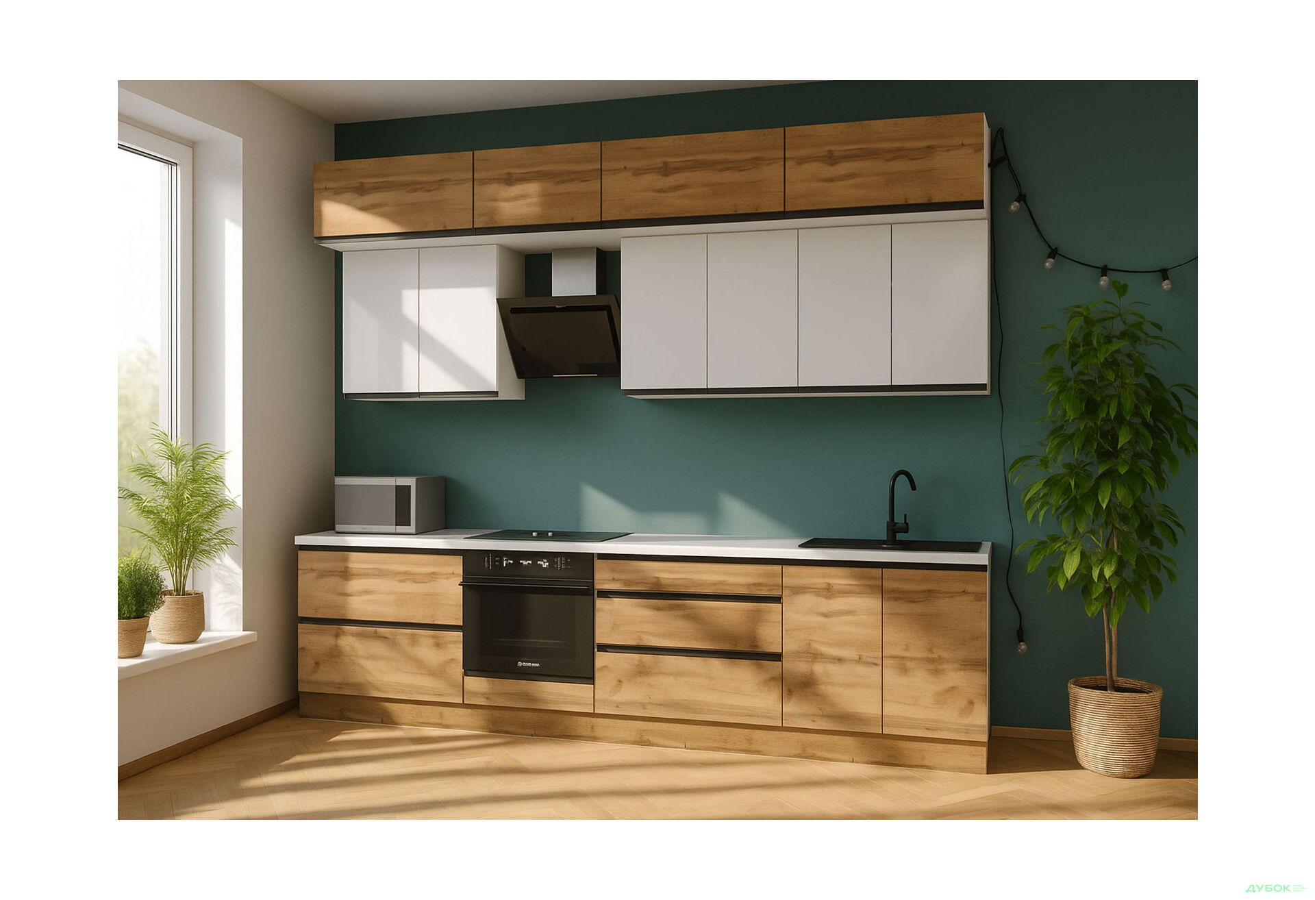 Изображение 3 - Кухня Вип-мастер ГаМа / GaMa Люкс 300 см, нимфея альба / дуб аппалачи