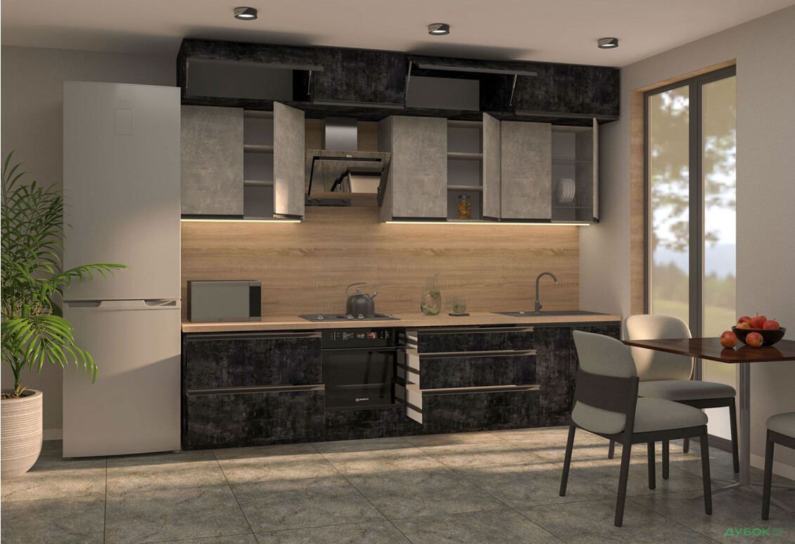 Изображение 2 - Кухня Вип-мастер ГаМа / GaMa Люкс 300 см, бетон темный / бетон