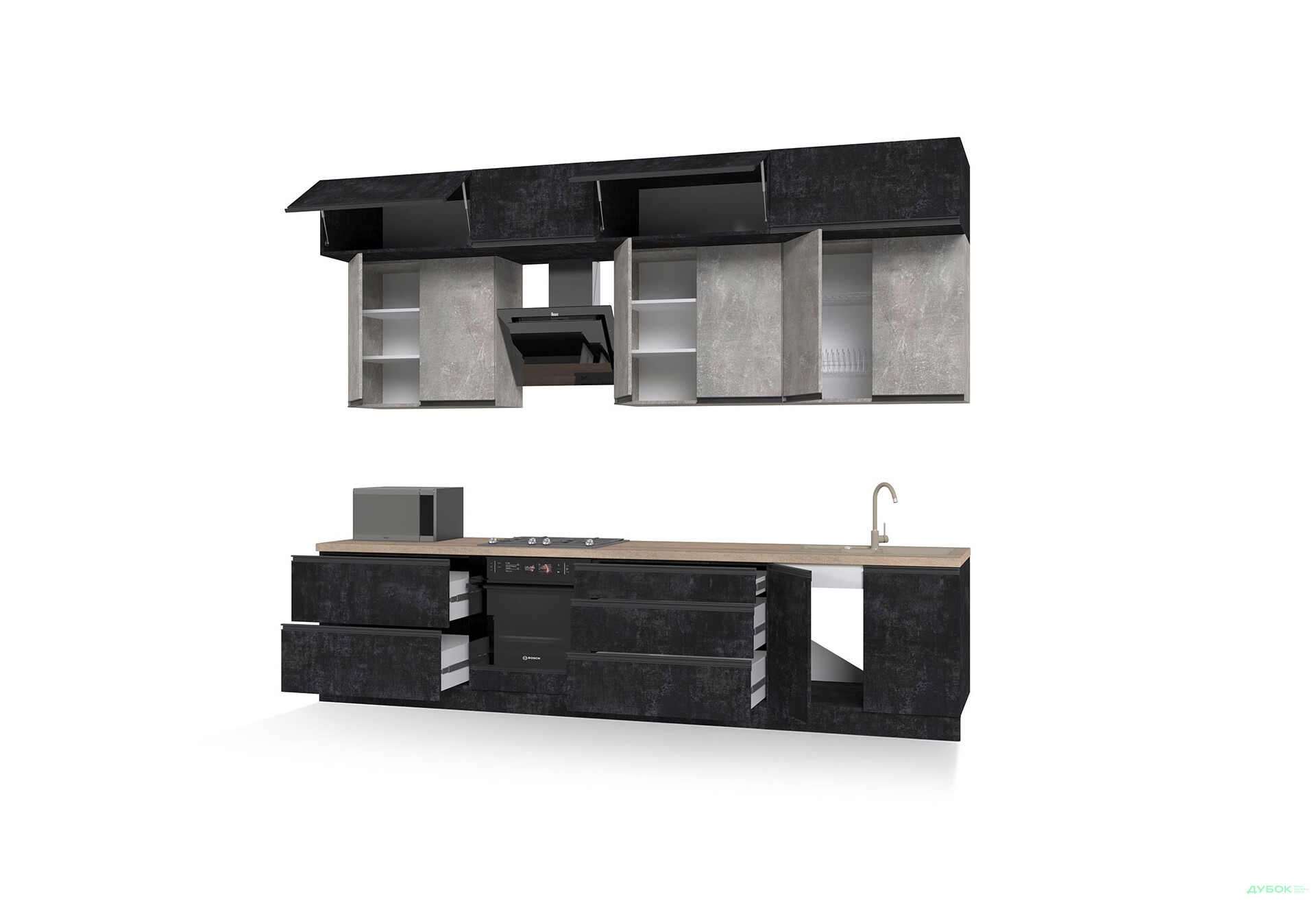 Изображение 5 - Кухня Вип-мастер ГаМа / GaMa Люкс 300 см, бетон темный / бетон
