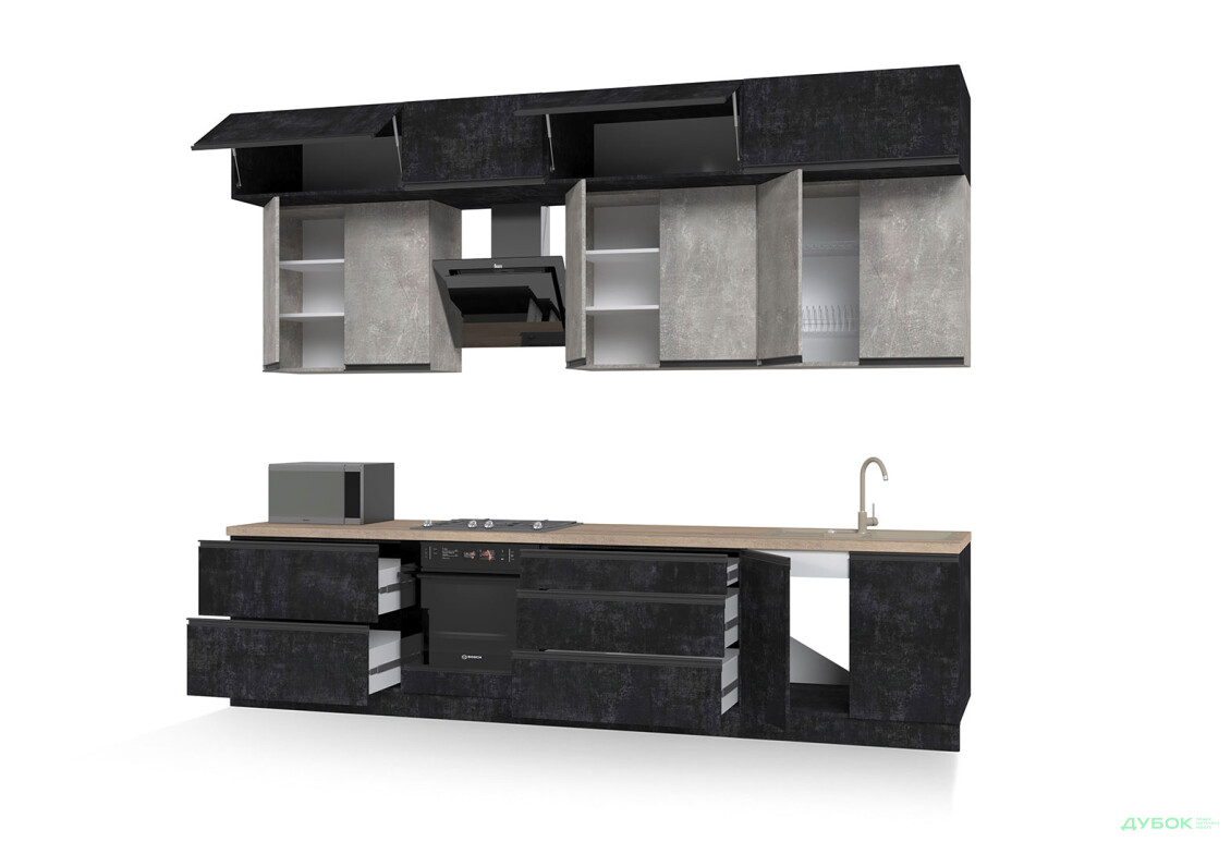 Изображение 5 - Кухня Вип-мастер ГаМа / GaMa Люкс 300 см, бетон темный / бетон